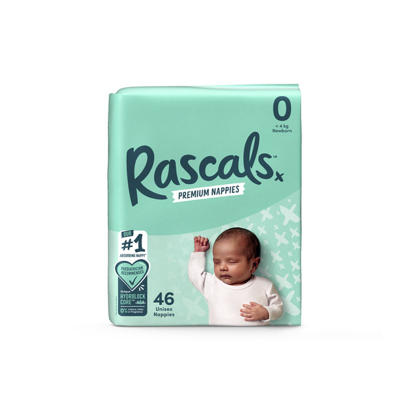 Rascal Premium Nappies Size 0 < 4Kg