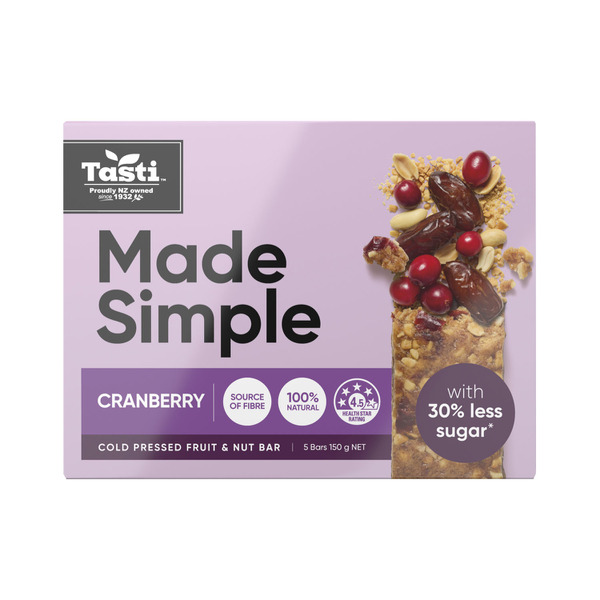 Tasti Made Simple Wholefood Bars Cranberr