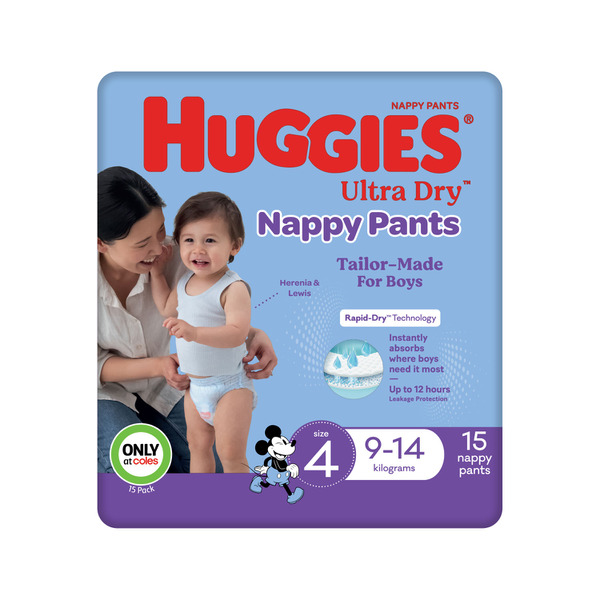 Huggies Ultra Dry Nappy Pants Boys Size 4 (9-14kg) 15 pack