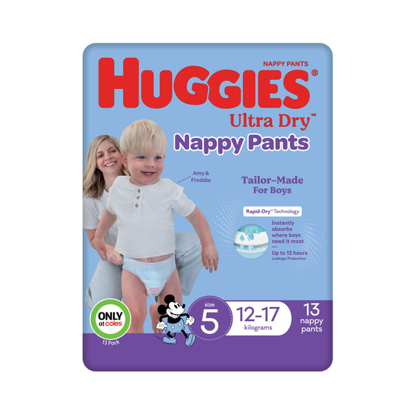 Huggies Ultra Dry Nappy Pants Boys Size 5 (12-17kg) 13 Pack