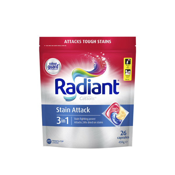 Radiant Laundry 3 In 1 Capsules Stain Attack