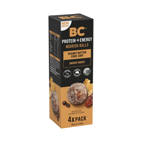 Snacks Protein + Energy Nourish Balls Peanut Butter Choc Chip 4X35g