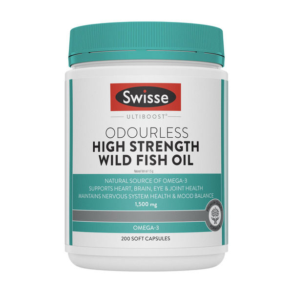 Swisse Ultiboost High Strength Odourless Fish Oil Capsules 200 Pack