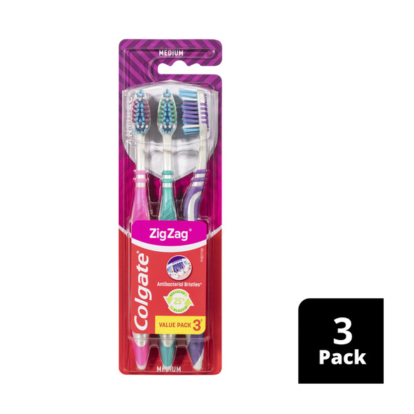 Colgate Zig Zag Flex Medium Toothbrush 3 pack