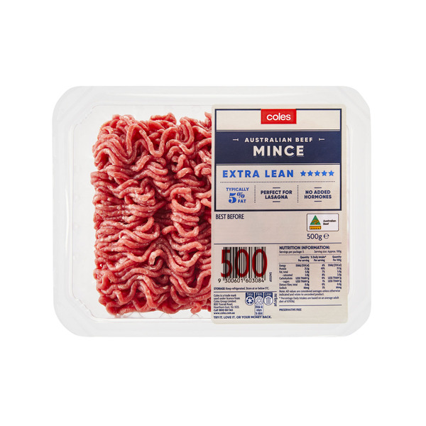 Buy Coles No Added Hormone Beef 5 Star Extra Trim Mince 500g | Coles