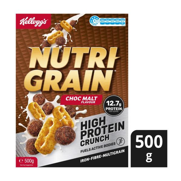 Kellogg's Nutri-Grain High Protein Crunch Choc Malt Flavour 500g