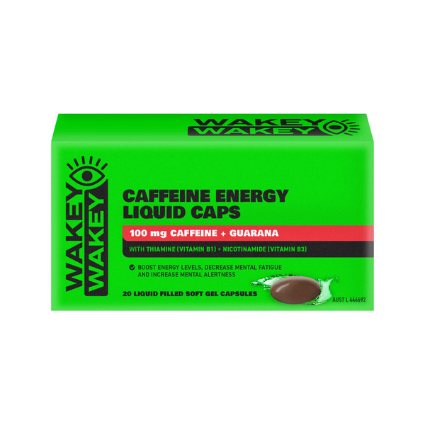 WAKEY WAKEY CAFFEINE LIQUID CAPS 20PK