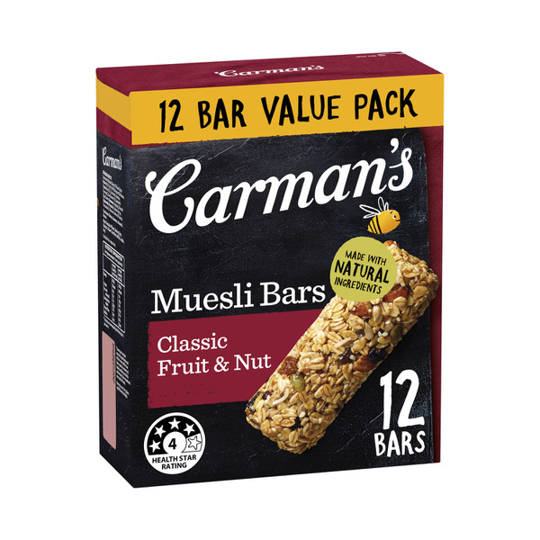 Calories in Carman's Classic Fruit & Nut Muesli Bars 12 pack