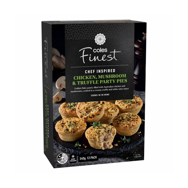 Buy Coles Finest Chicken Mushroom & Truffle Party Pies 12 Pack 540g | Coles