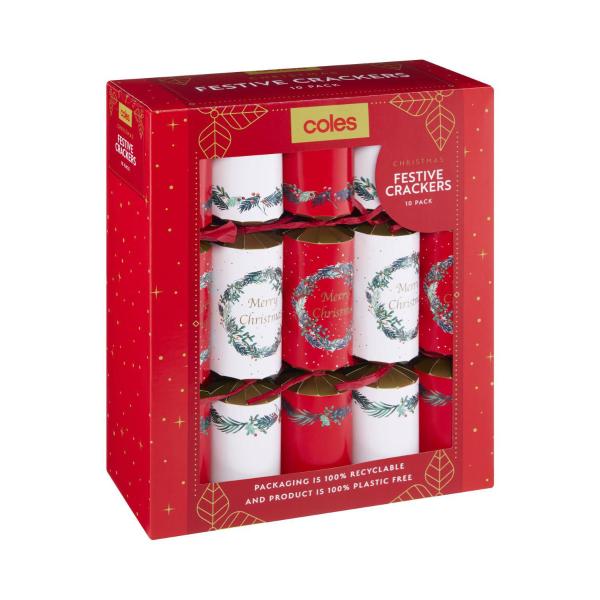 Christmas Festive Crackers 10 Pack 1 Each