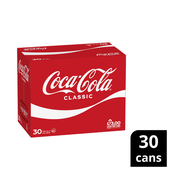 Coca-Cola Classic Soft Drink Multipack Cans 30 x 375mL | 30 Pack