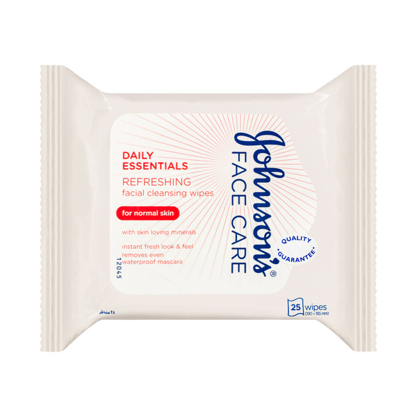 Johnson's Daily Essentials Facial Cleansing Wipes Normal Skin 25 pack