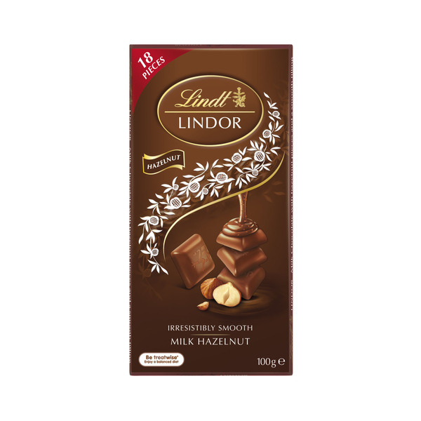 Lindt Lindor Singles Milk Hazelnut Chocolate Block 100g