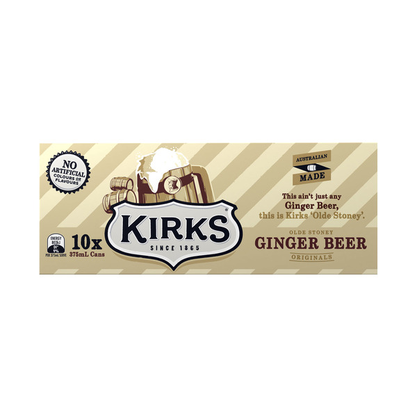 Kirks Ginger Beer Soft Drink 10x375mL