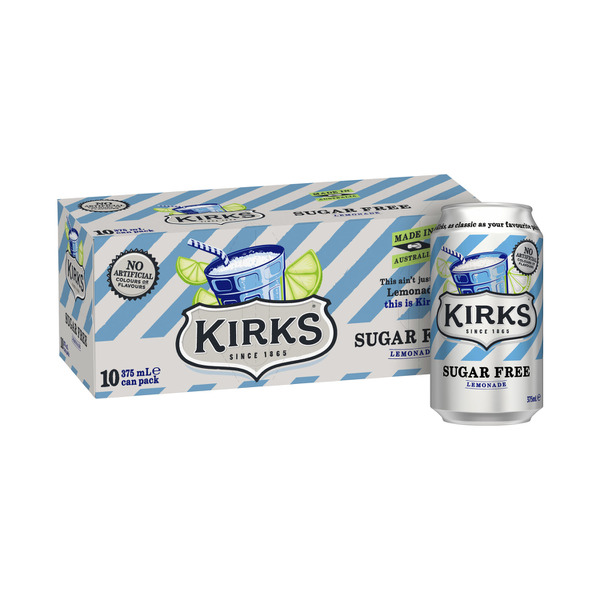 Kirks Drink Sugar Free Lemonade 10x375mL