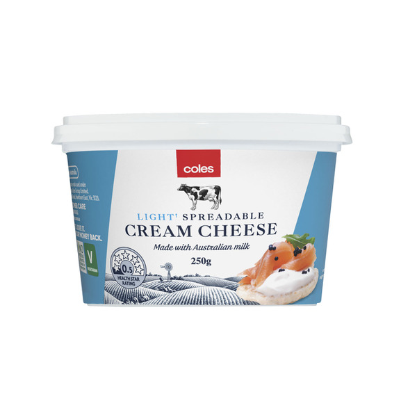 Coles Spreadable Light Cream Cheese Tub