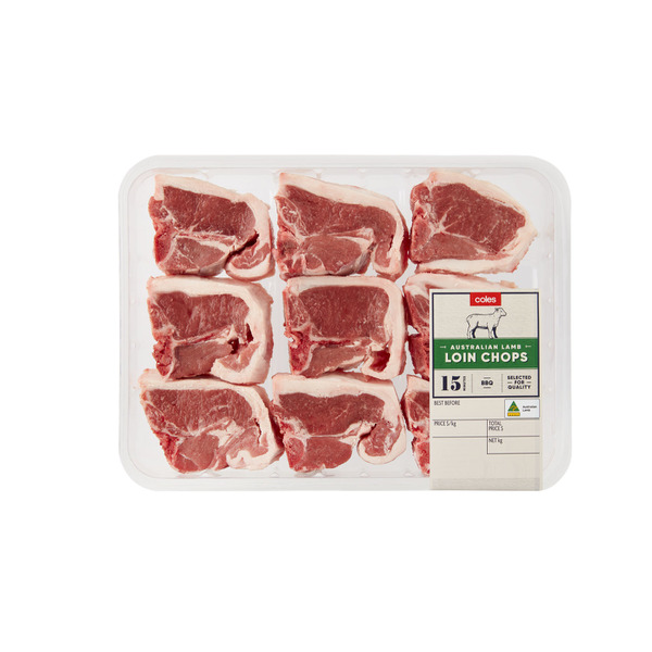 Coles Butcher Lamb Loin Chops Bulk Large Tray | approx. 905g