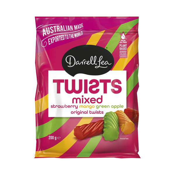 Darrell Lea Twists Mixed Fruit 200GRAM