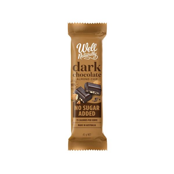 Well Naturally No Sugar Added Dark Chocolate Bar Almond Chip