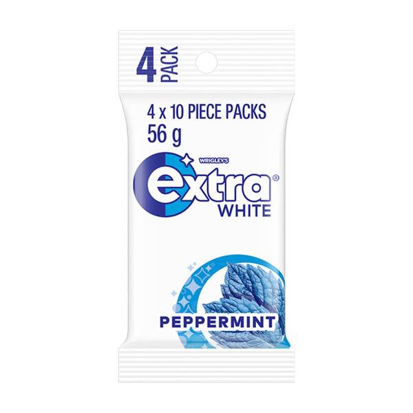 Calories in Extra White Peppermint Sugar Free Chewing Gum 4x14g