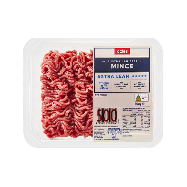 Coles Beef 5 Star Extra Lean Mince | 500g