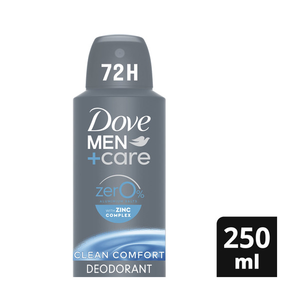 Dove Men Deodorant Aerosol Clean Comfort Zero % Aluminum 250ML