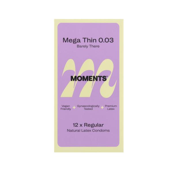 Moments Condoms Mega Thin Extra Lubricated 12PACK