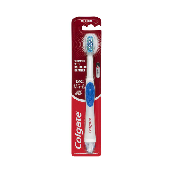 Colgate 360 Optic White Medium Battery PoWer Whitening Toothbrush