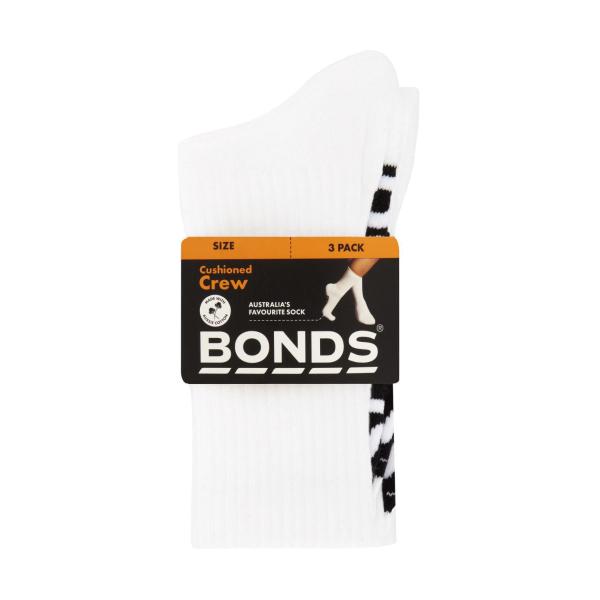 Bonds Kids Logo Sock Crew 13-3 / 3-8 3PACK