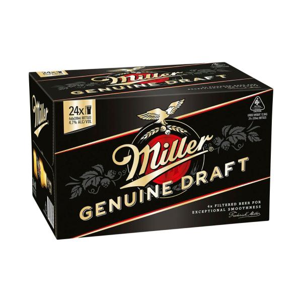 Buy Miller Genuine Draft Bottle 330mL 24 Pack | Coles