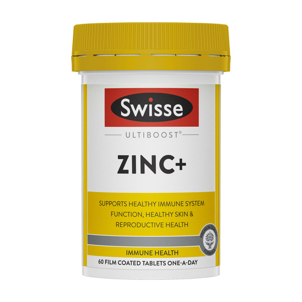 Swisse Ultiboost Zinc+ Supports Healthy Immune System Function and Healthy Skin 60 Tablets