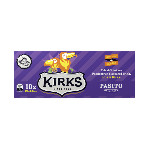 Kirks Pasito Passionfruit Soft Drink 10x375mL