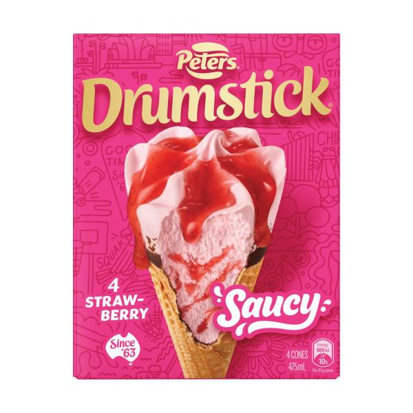 Drumstick Saucy Strawberry Cones 4 Pack