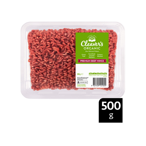 Cleaver's Beef Mince Free Range Organic                                                                                                    | 500g