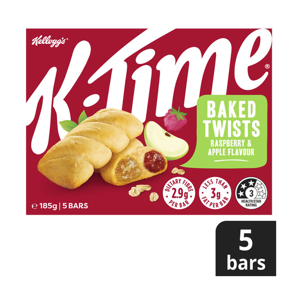 Kellogg's K-Time Baked Twists Raspberry & Apple Flavour Filled Snack Bars 5 pack