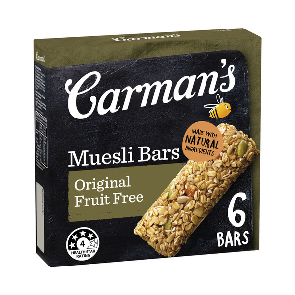 Carman's Original Fruit Free Muesli Bars 6 pack