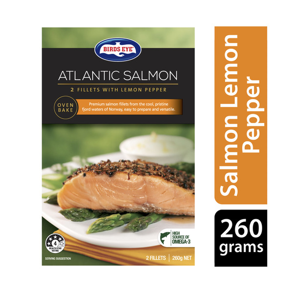 Calories in Birds Eye Frozen Atlantic Salmon Fillets With Lemon