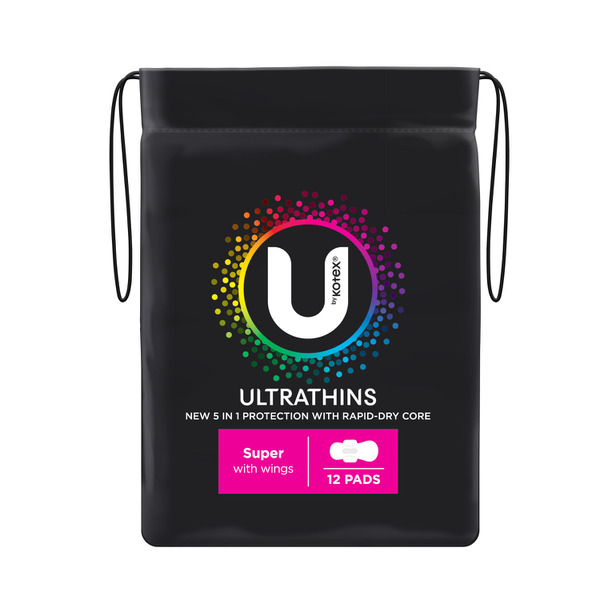U by Kotex Ultrathin Pads Super With Wings | 12 pack