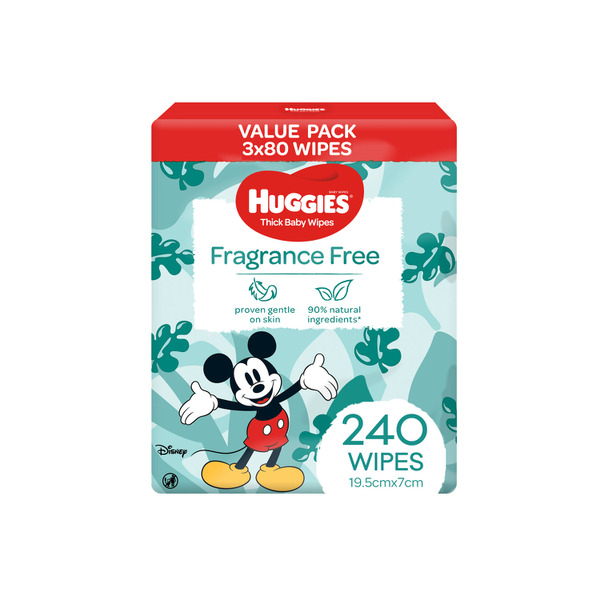 Huggies Thick Baby Wipes Fragrance Free 3x80 | 3 pack