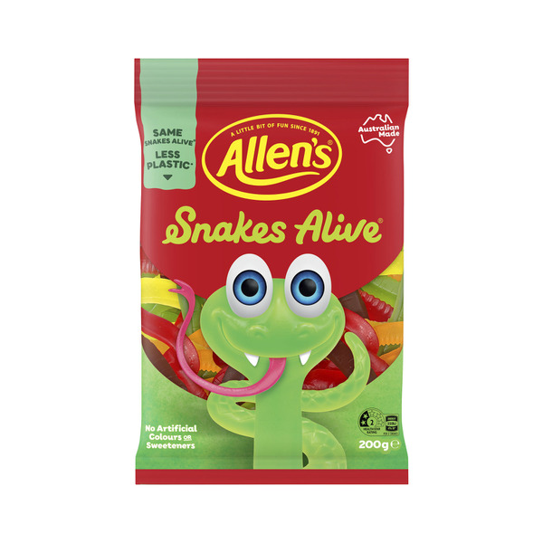 Allen's Lollies Snakes Alive Lolly Bag 200g