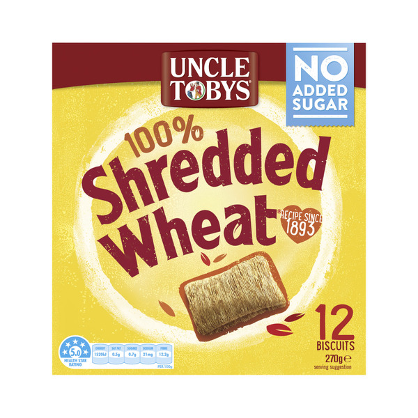 Calories in Uncle Tobys Shredded Wheat Cereal