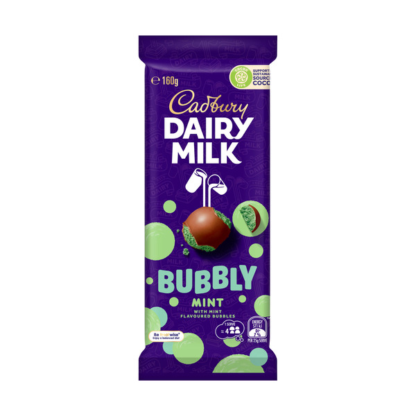 Cadbury Dairy Milk Bubbly Mint Milk Chocolate Block