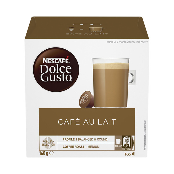 Calories in Nescafe Dolce Gusto Cafe Au Lait Coffee Capsules 16 Pack